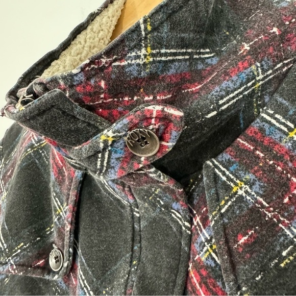 Vintage 2000s Y2k Roxy Zip Up Sweatshirt Jacket Womens L Black Plaid Cozy GUC - Picture 3 of 13